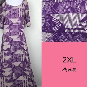 2XL Purple and White Design Ana Dress. LuLaRoe
